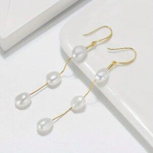 14k Gold Plated Faux Pearl Earrings